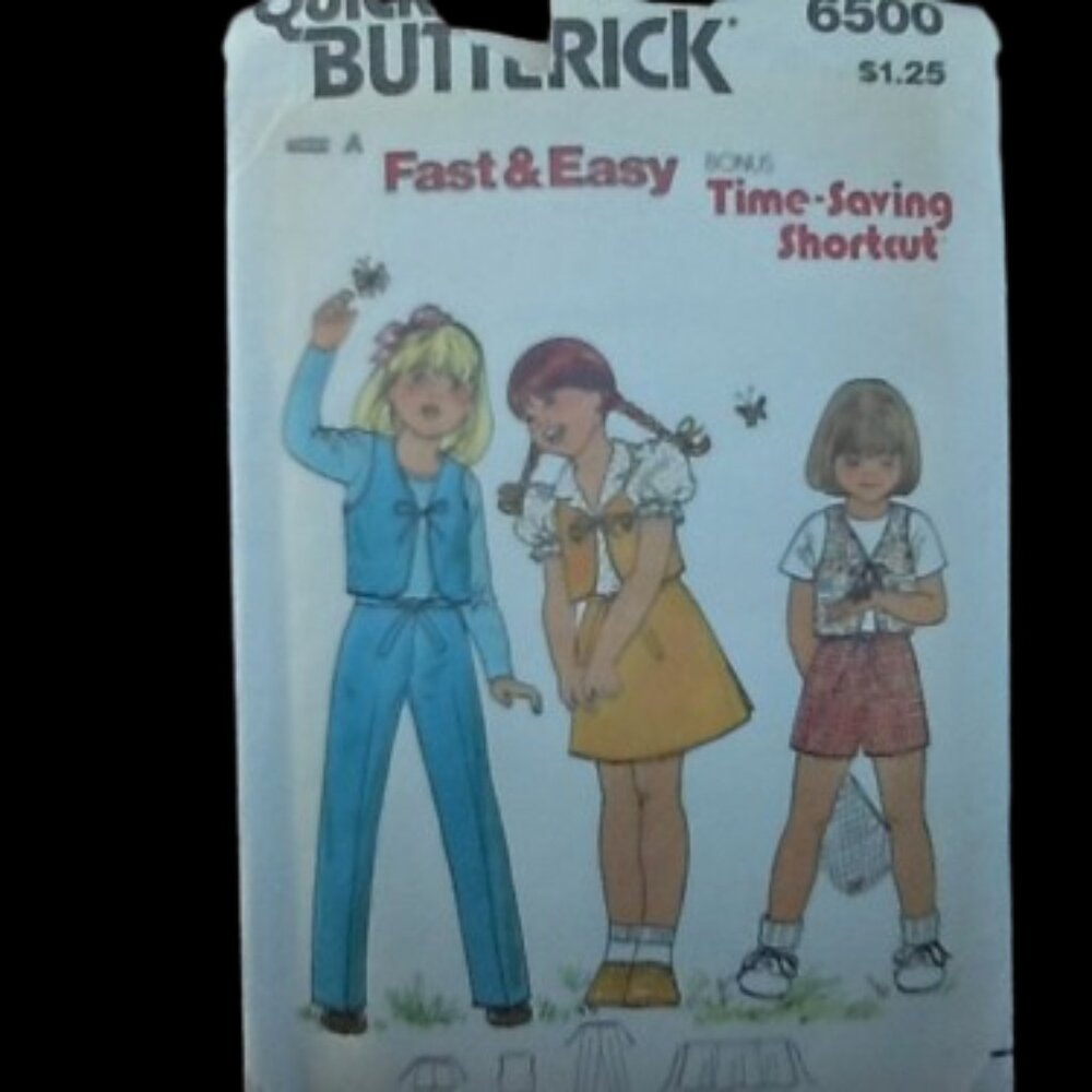 VINTAGE Quick Butterick Fast & Easy  dress pattern  FOR GIRLS 6500